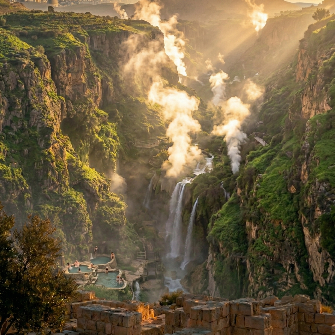 Madaba, Mt Nebo and Hammamat Ma’in from Dead Sea
